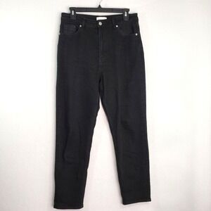 H&M Black Mom Jeans Womens 10 High Waist Denim Everyday Casual Stretch‎ Retro